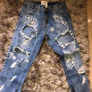 women’s one teaspoon distressed boyfriend jeans